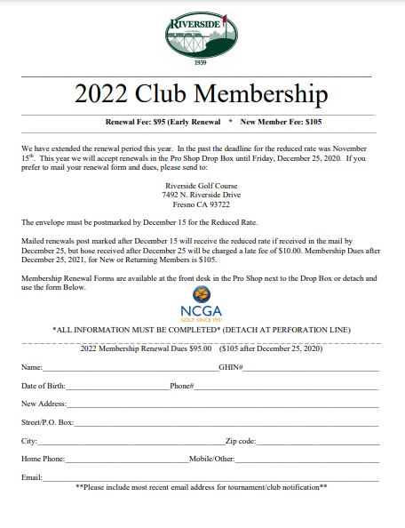 2022 Club Membership
